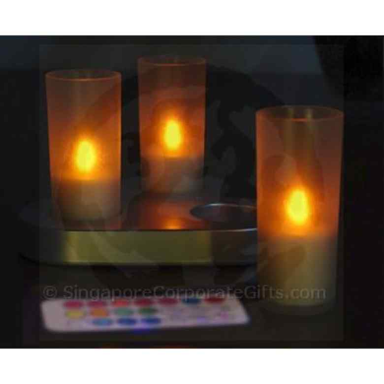Rechargable 3 LED Candle (Selectable-Colour) with remote control