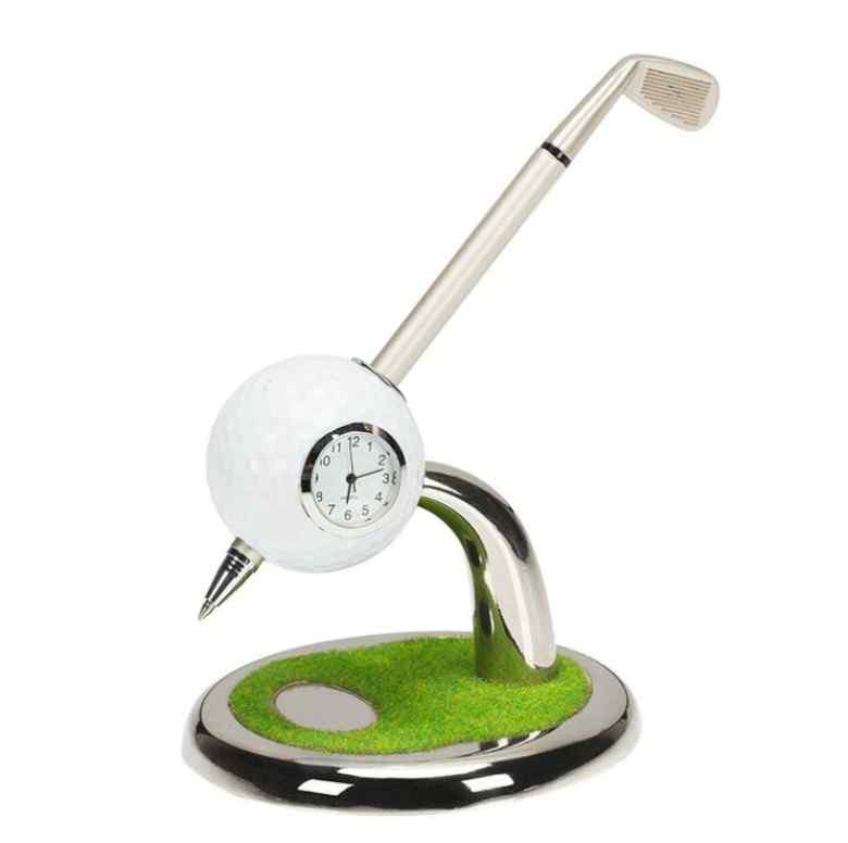 Golf Ball Pen Holder with clock and base
