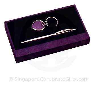 Metal Keyholder Silver Metal Ball Pen with  Folded box