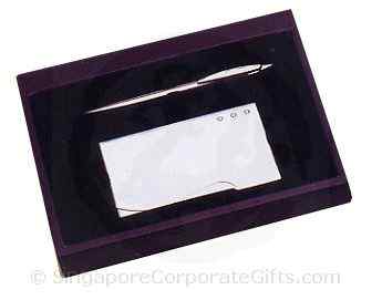 Metal Name Card Case Silver Ball Pen with  Folded box