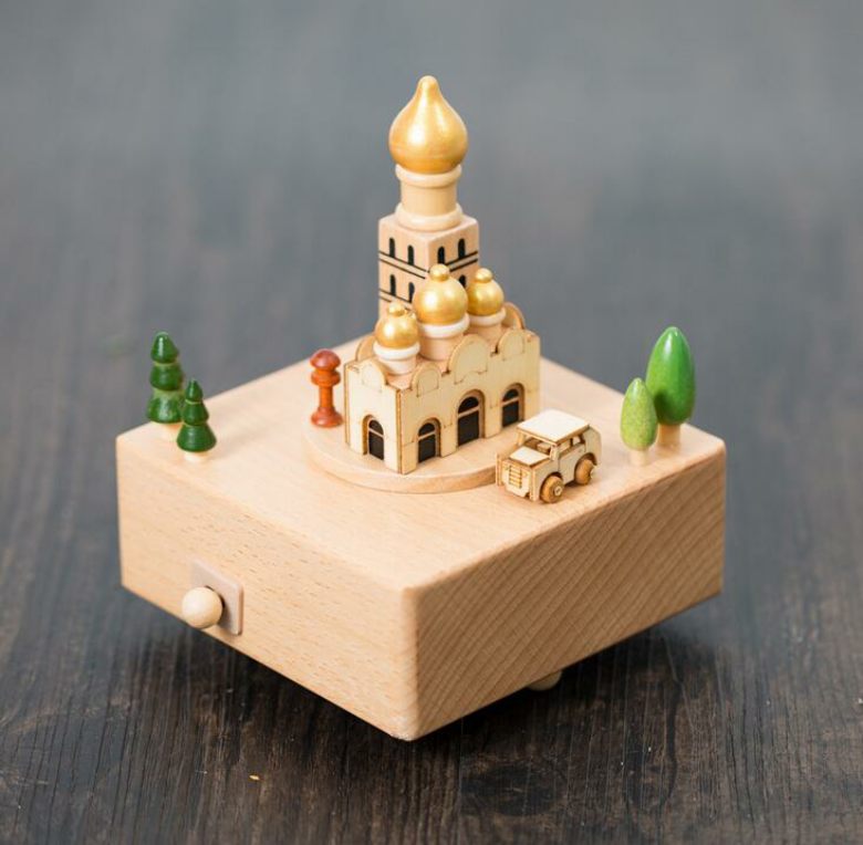 Mosque and Car Wooden Music Box