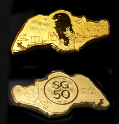 SG50 Singapore Map 999.9 Gold Coin (2 Oz) Limited Edition