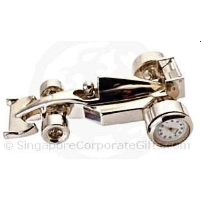 Metal F1 model with clock- silver