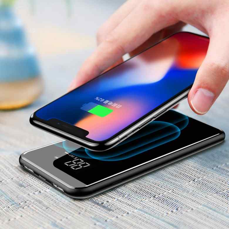 Mirror Finish Wireless Charging Power Bank with Digital Display