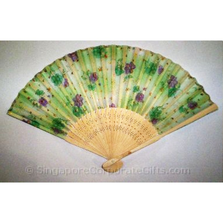 Flower Cloth Fan - Green